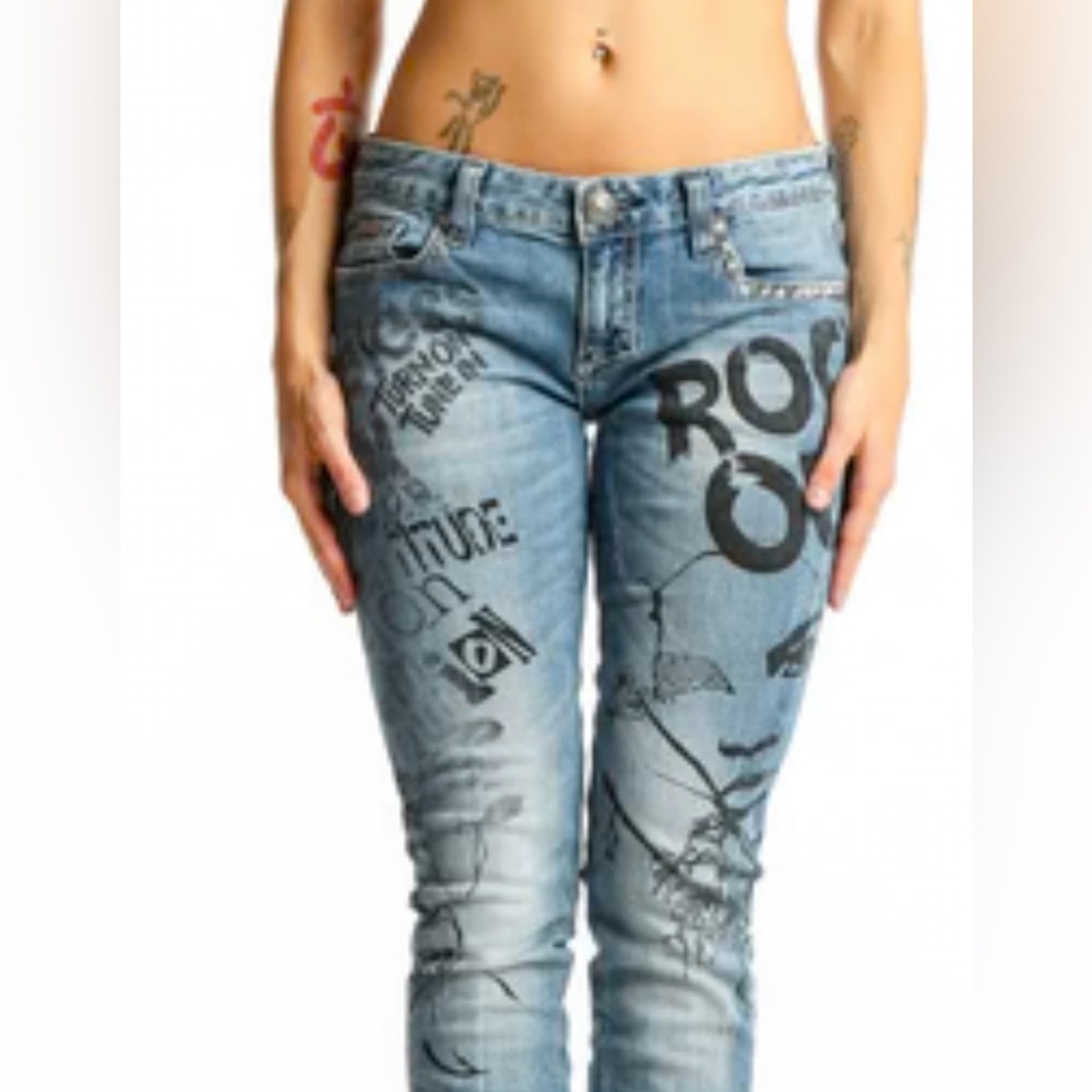 Express Medium Wash Jeans with Pyramid Stud Detail